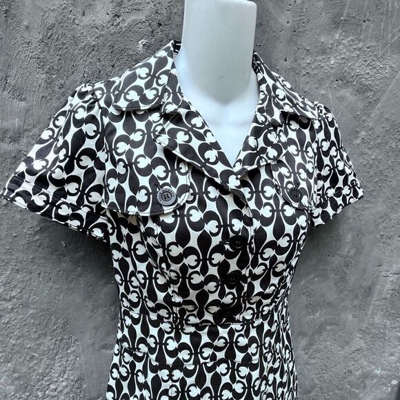 CLUB MONACO KATE SHIRTDRESS FLEUR DE LIS PRINT SHORT SLEEVE POLO DRESS SIZE 0 - Picture 13 of 15